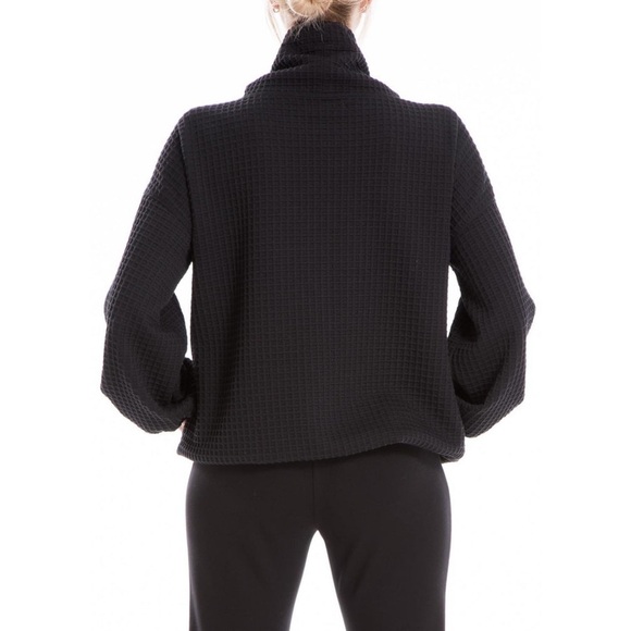 Max Studio Sweater Women’s Size Medium Black Cowl Neck Pullover waffle knit - Picture 15 of 15